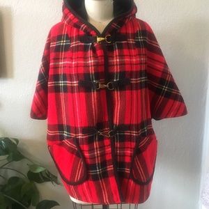 Vintage plaid capelet coat, reversible!
